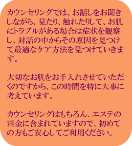 群馬県高崎市のエステサロンBoogieのカウンセリング